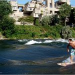 River Surfing At Habitat 67 In Montreal