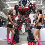 Ladies Love The 8-Feet Tall Optimus Prime Sculpture