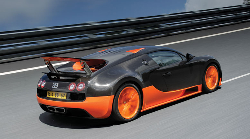Running on a 1200 hp engine with 1106 ft/lb of torque, the Bugatti Veyron 