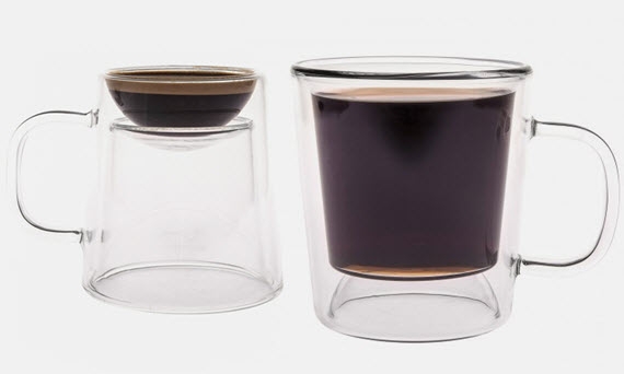 Double Shot Coffee Cup Combines Mug And Espresso Cup In One