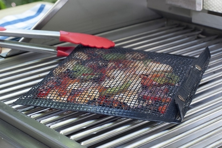 Dibiao Barbecue Mesh Bag,Non-Stick Reusable Grilling Mesh Bag Heat-Resistant Reusable Baking Mat with Brush for Outdoor Picnic Barbecue