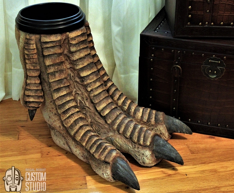 regal-robot-faux-dinosaur-foot-waste-basket-1