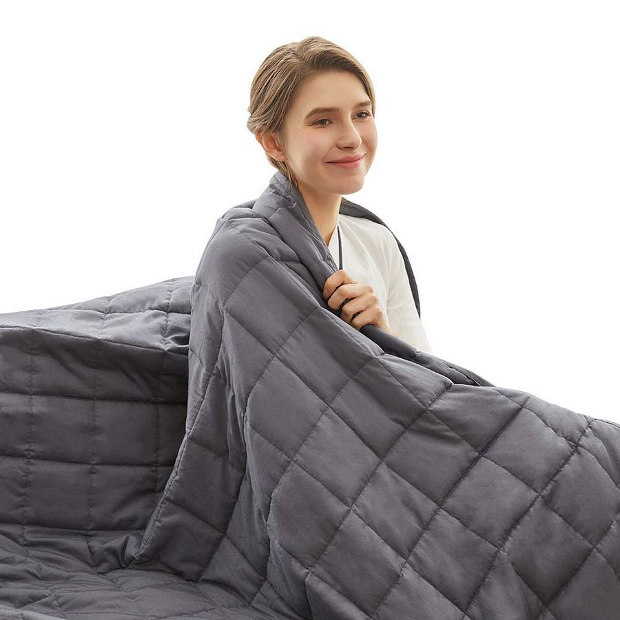 Light Gray 60x80 Weighted Blanket for Anxiety Adults HIIMIEI 15 lbs Weighted Blanket with Duvet Cover 